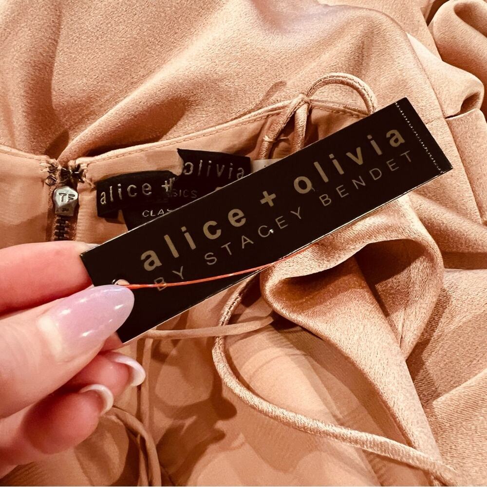 Alice + Olivia Dusty Rose Satin Maxi Slip Dress - Picture 7 of 12